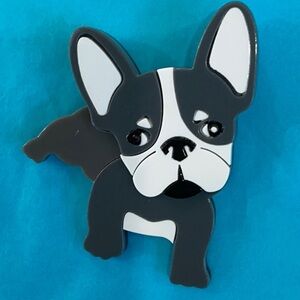 Fun FRENCH BULLDOG BROOCH in heavy durable plastic b